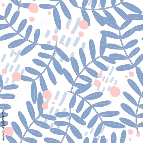 Seamless pattern of flowers and leaves