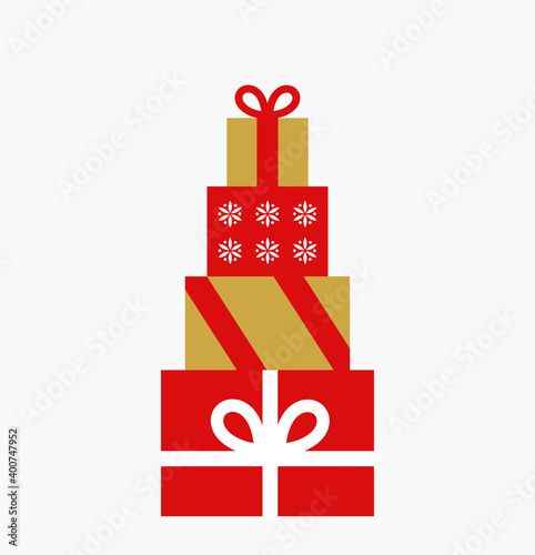 Christmas presents pile. Vector illustration.