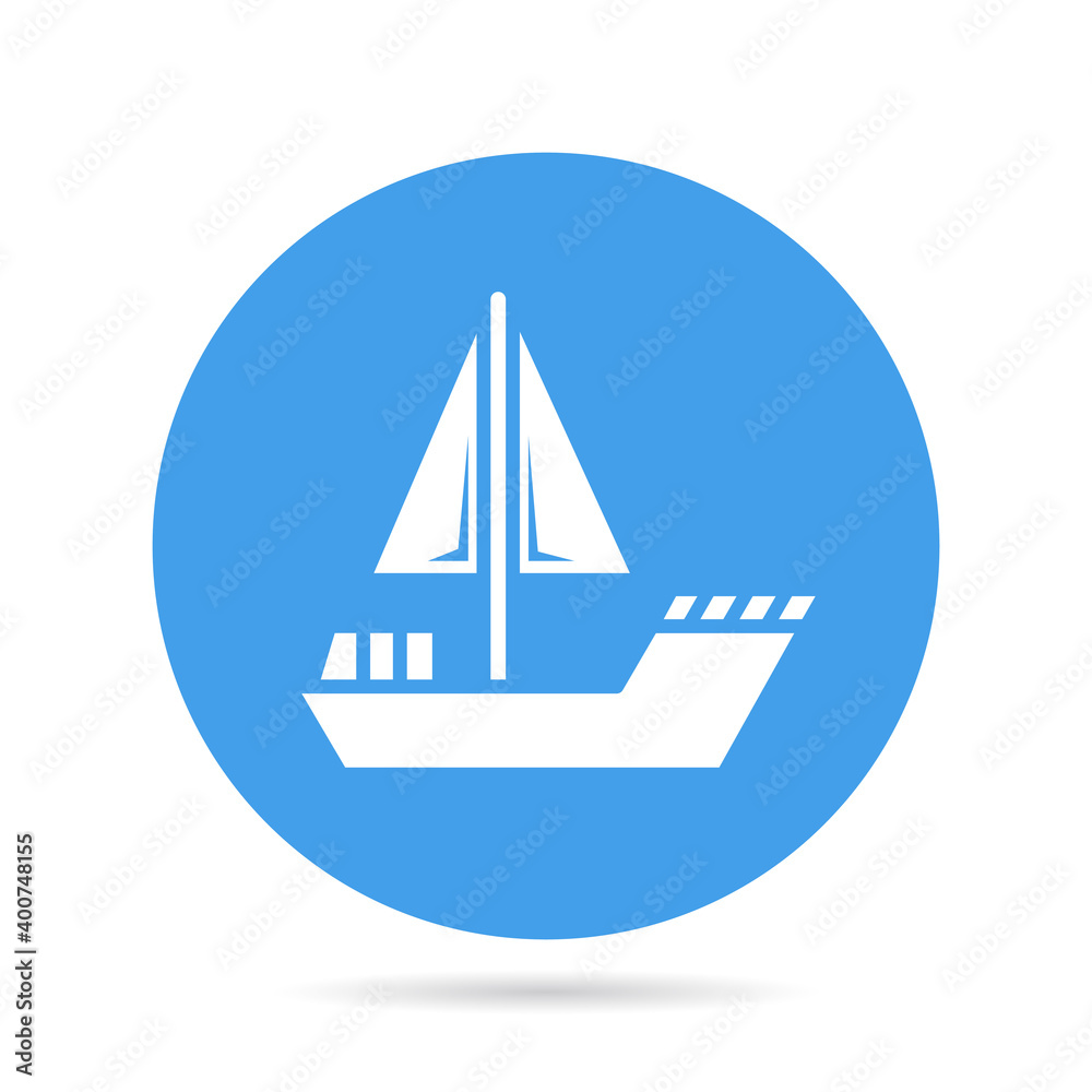 ship, boat, yacht in blue circle background vector ship, boat, yacht in blue circle background vector
