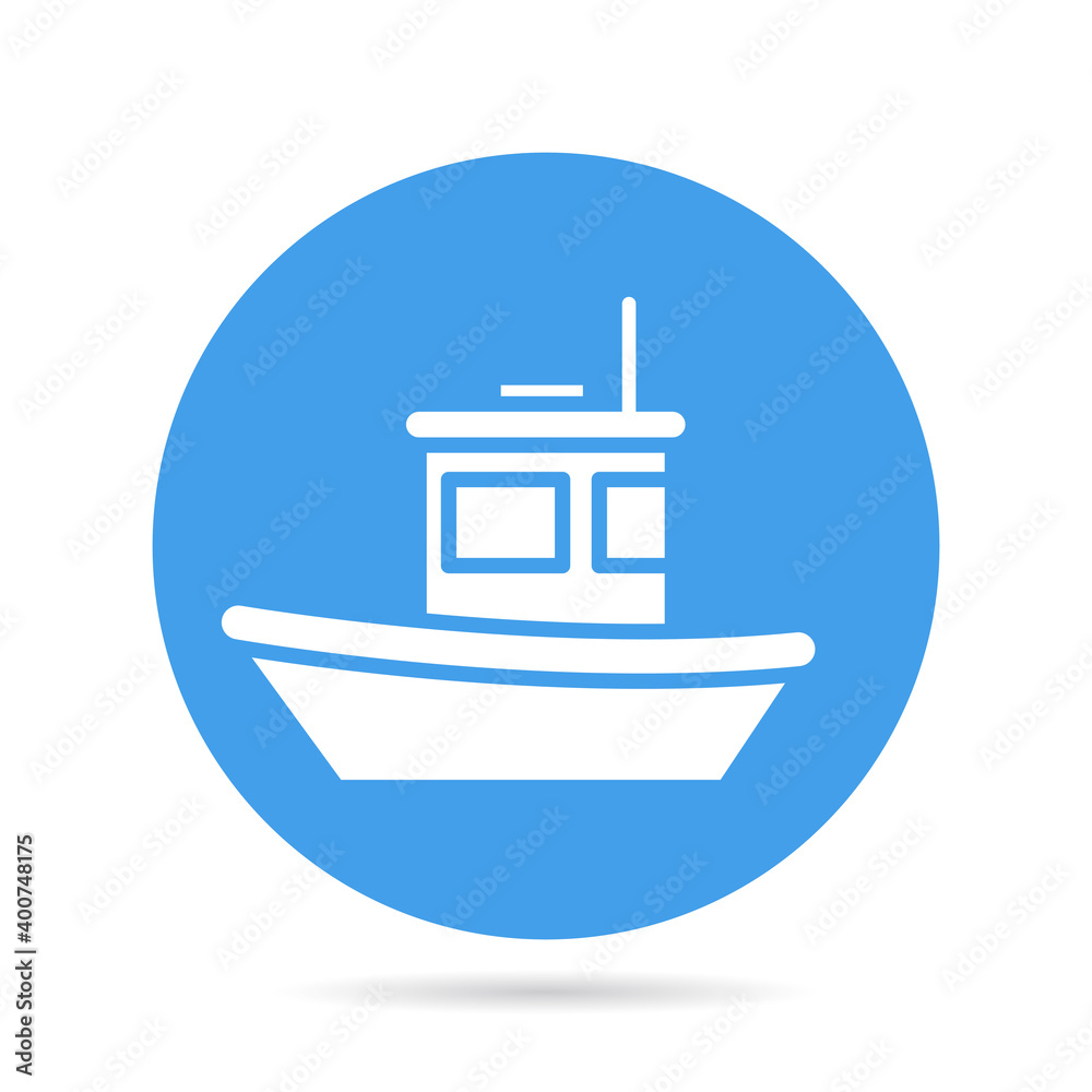 ship, boat, yacht in blue circle background vector ship, boat, yacht in blue circle background vector