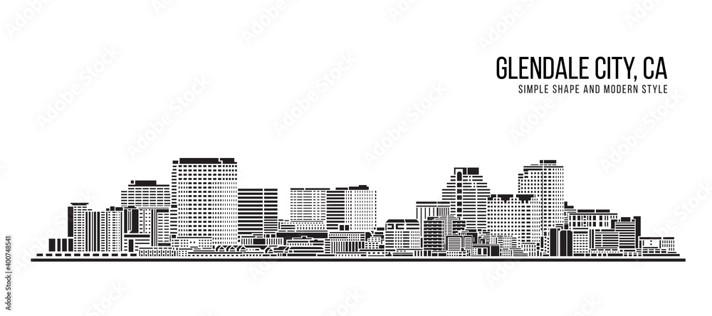 Cityscape Building Abstract Simple shape and modern style art Vector design -  Glendale city California