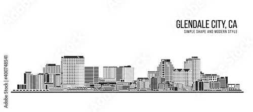 Cityscape Building Abstract Simple shape and modern style art Vector design -  Glendale city California