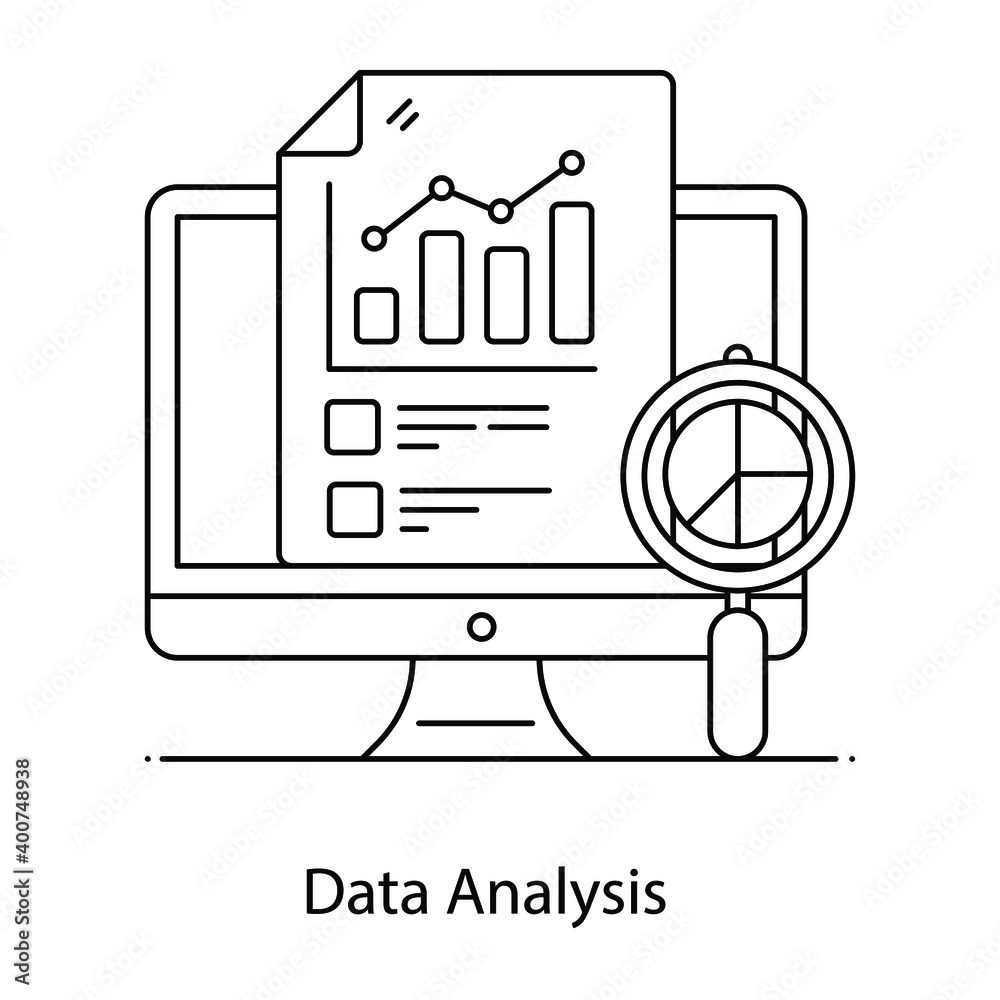 Data analysis flat outline vector denoting, data evaluating and searching
Data analysis flat outline vector denoting, data evaluating and searching