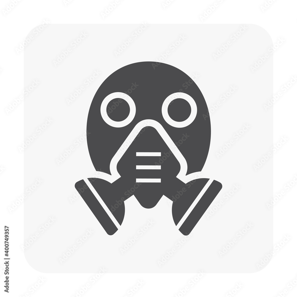 Air purifying respirator or gas mask icon. That is personal protective equipment (PPE) consist of N95 filter, chemical cartridge and strap. For protect welder, painter from gas, dust, fume and vapour.