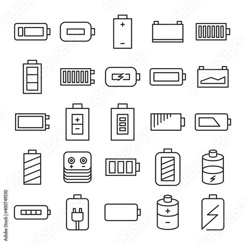 battery icons set line design