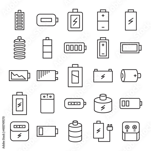 battery icons set line design