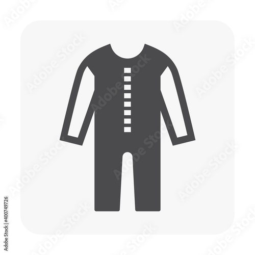 Coverall or overall vector icon. That uniform is safety cloth or protective workwear for industry, chemical and medical i.e. electrician, builder, mechanic, scientist, doctor and health professional.