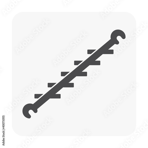 Scaffolding staircase vector icon. Also called ladder or stairway. Item is a construction equipment and component of ringlock and tube clamp scaffolding system. For ingress and egress of the scaffold.