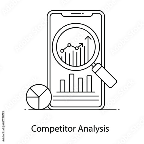 Competitor analysis flat outline vector, identify competitors strategy 