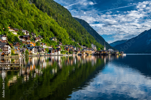 Picturesque Lakeside Town Hallstatt At Lake Hallstaetter See In Austria © grafxart