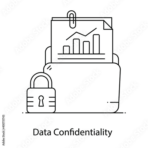 
Flat outline vector of data confidentiality, protection of unauthorized access 
