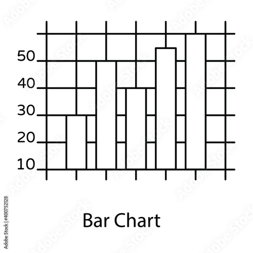 
Graphical representation of information, flat outline concept icon bar chart 
