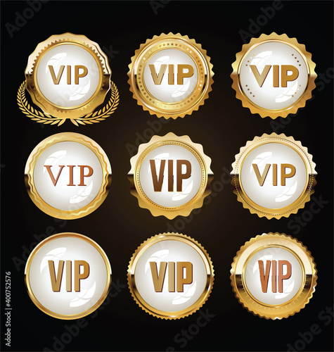 Vip Golden badges on black background 