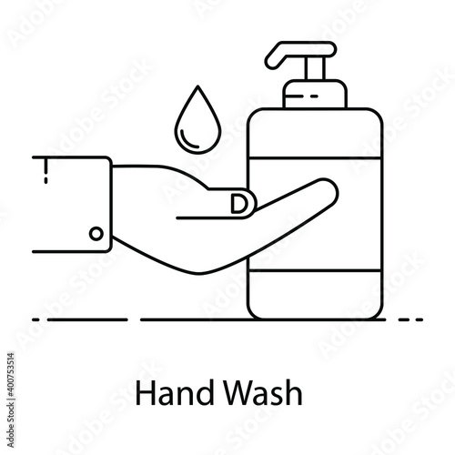 
Hand wash, hygiene flat outline icon
