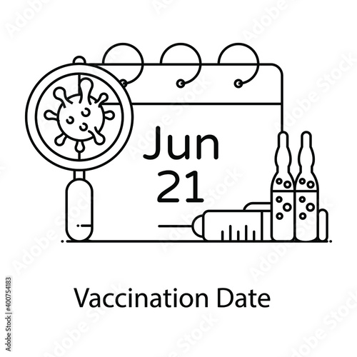 
An icon of vaccination date in flat outline design
