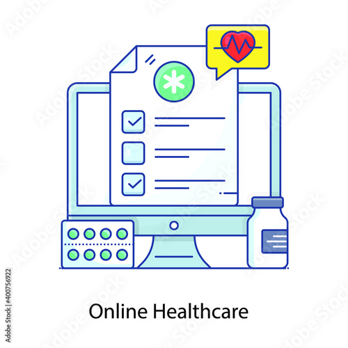 
Flat conceptual icon of online healthcare
