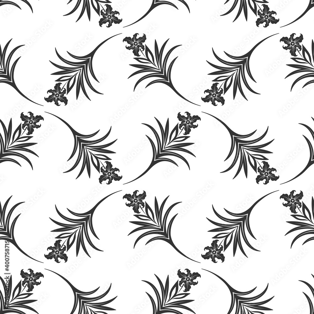 Floral monochrome seamless pattern Floral monochrome seamless pattern