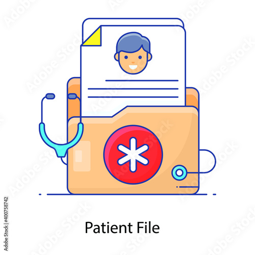 
Patient file flat outline icon, health record
