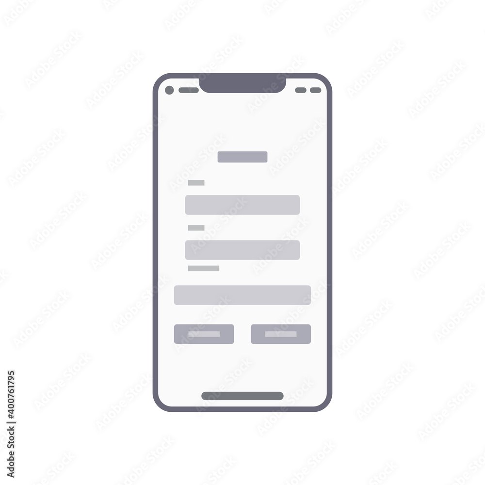 Wireframe kit on smartphone screen. Social media app symbol modern, simple, vector, icon for website design, mobile app, ui. Vector Illustration Wireframe kit on smartphone screen. Social media app symbol modern, simple, vector, icon for website design, mobile app, ui. Vector Illustration