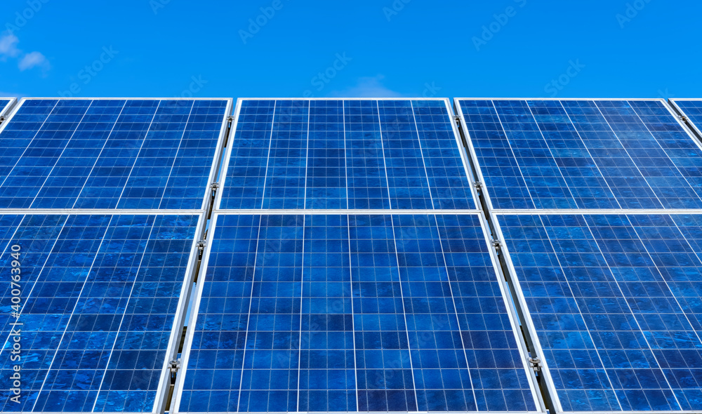 Photovoltaic panels with the sky in the background Photovoltaic panels with the sky in the background