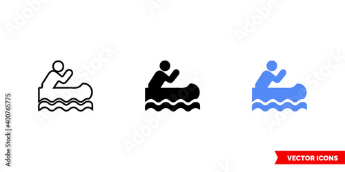 Map symbol canoe access icon of 3 types color, black and white, outline. Isolated vector sign symbol.