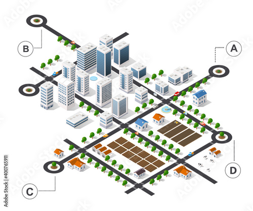 City isometric infographics there are diagram, building,