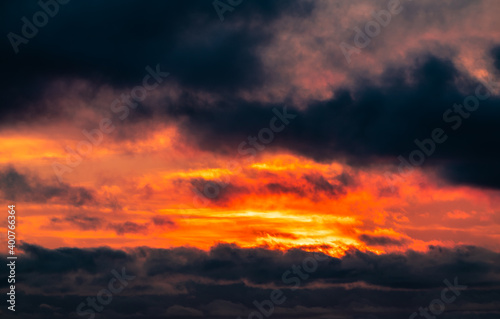 Beautiful fiery dawn sky background