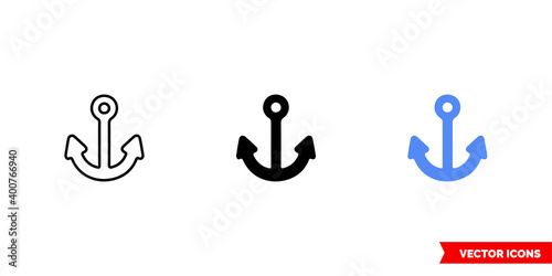 Map symbol marina icon of 3 types color, black and white, outline. Isolated vector sign symbol.