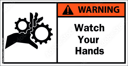 Warning Watch Your Hands Symbol Sign Draw from Vector Illustration.