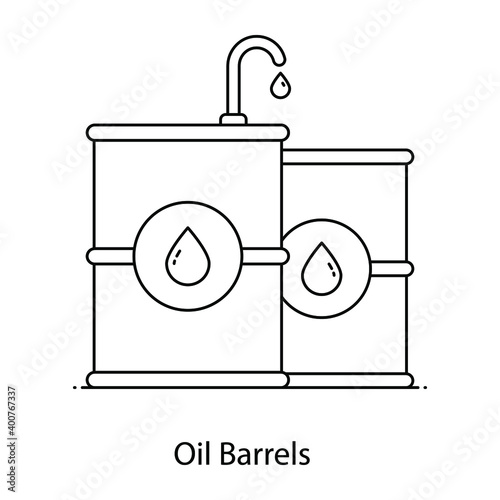 
Oil barrels flat outline icon, oil container 
