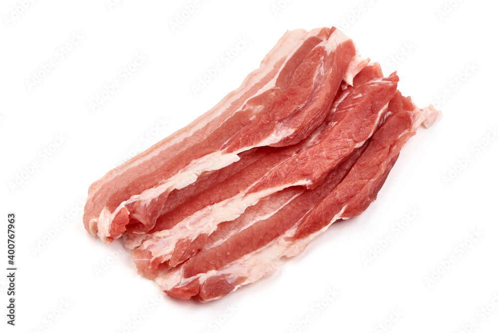 Raw bacon steaks, isolated on white background Raw bacon steaks, isolated on white background