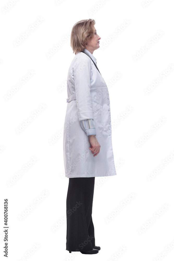 Profile of mature woman doctor with stethoscope