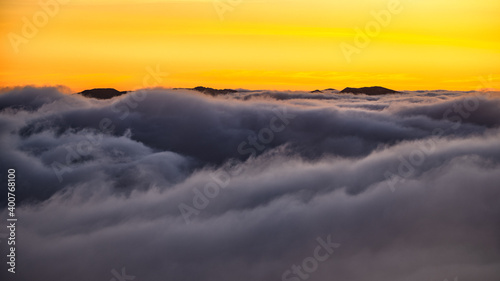 Mountain peaks over the clouds. An unigue vista. Bieszczady National Park. Carpathians. Poland. © Szymon Bartosz