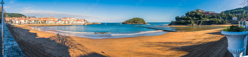 scene of a panoramic view of the town of Lekeitio, Basque Country