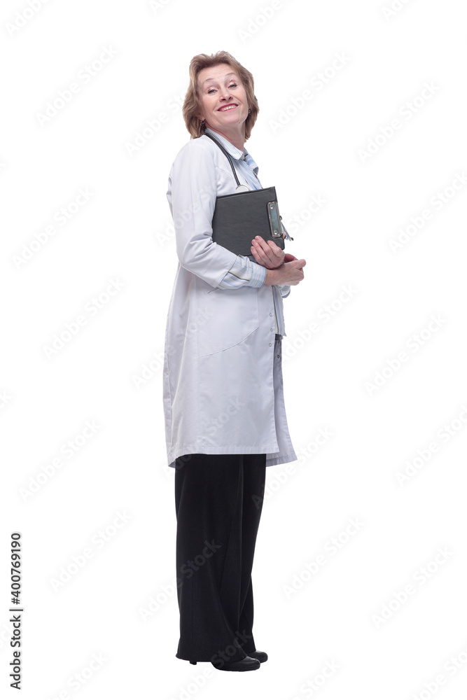 Side view of senior female doctor doing paperwork, Side view of senior female doctor doing paperwork,