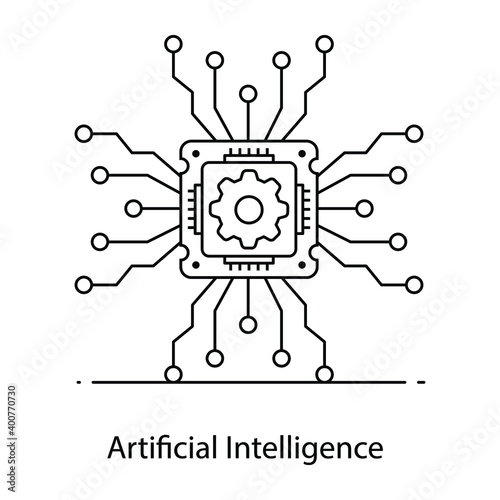 
Artificial intelligence flat outline icon, information sense
