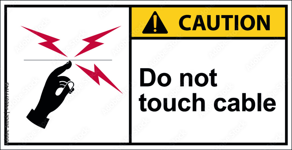 Vector,caution,do not touch cable,Draw from Illustration.