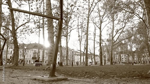 Pepople walking in an autumn park. photo