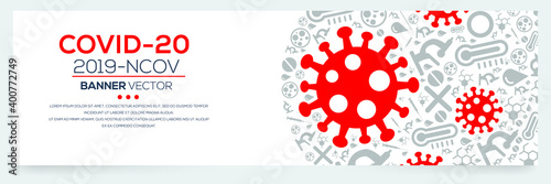 Creative (COVID-20 ) Banner Word with Icons ,Vector illustration.