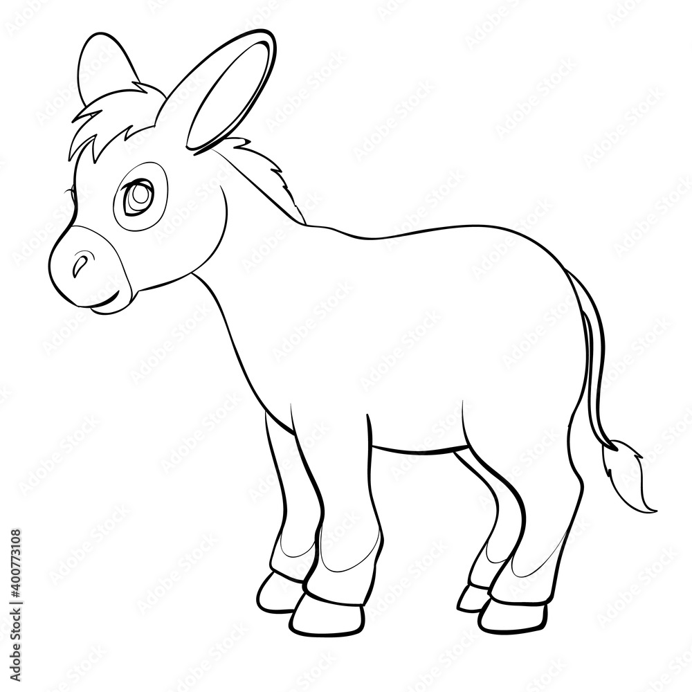 sketch of a cute character colt, coloring book, cartoon illustration, isolated object on white background, vector illustration,