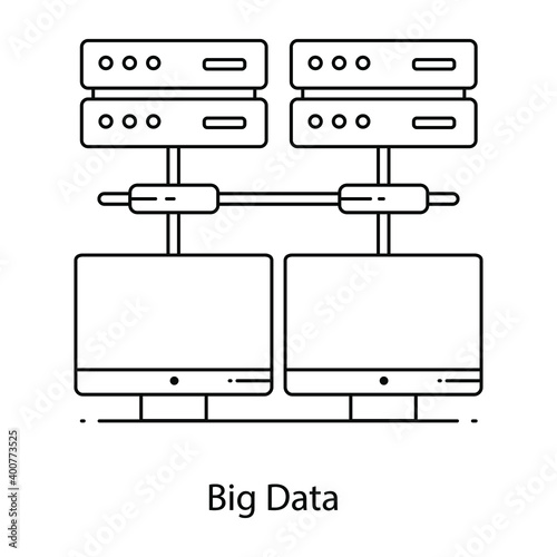 
Modern flat outline vector of big data 
