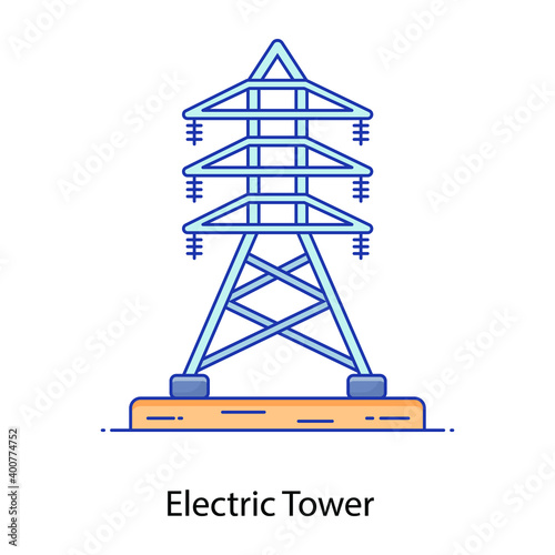 
Electric tower flat outline icon, transmission tower 
