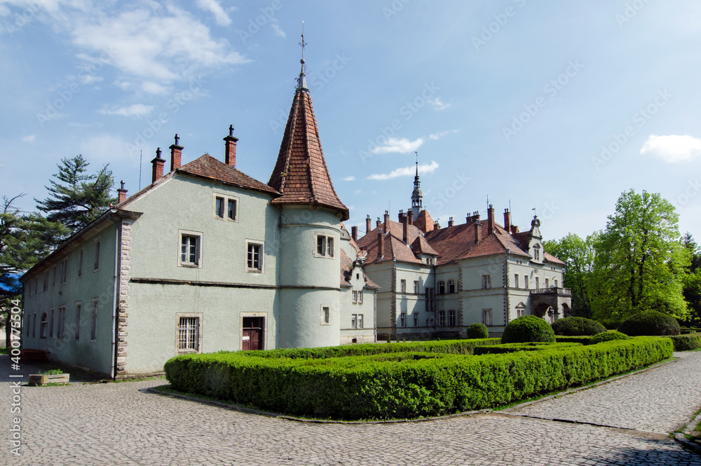 Ancient Schoenborns castle in summer day.