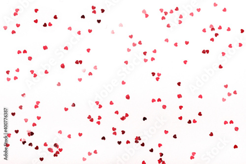 Hearts sequins on a white background