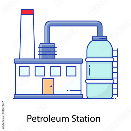 
Petroleum station flat outline icon, service station
