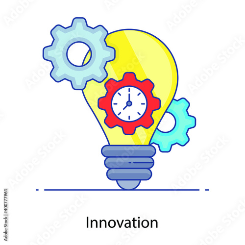 
Concept generation, flat outline icon of innovation 
