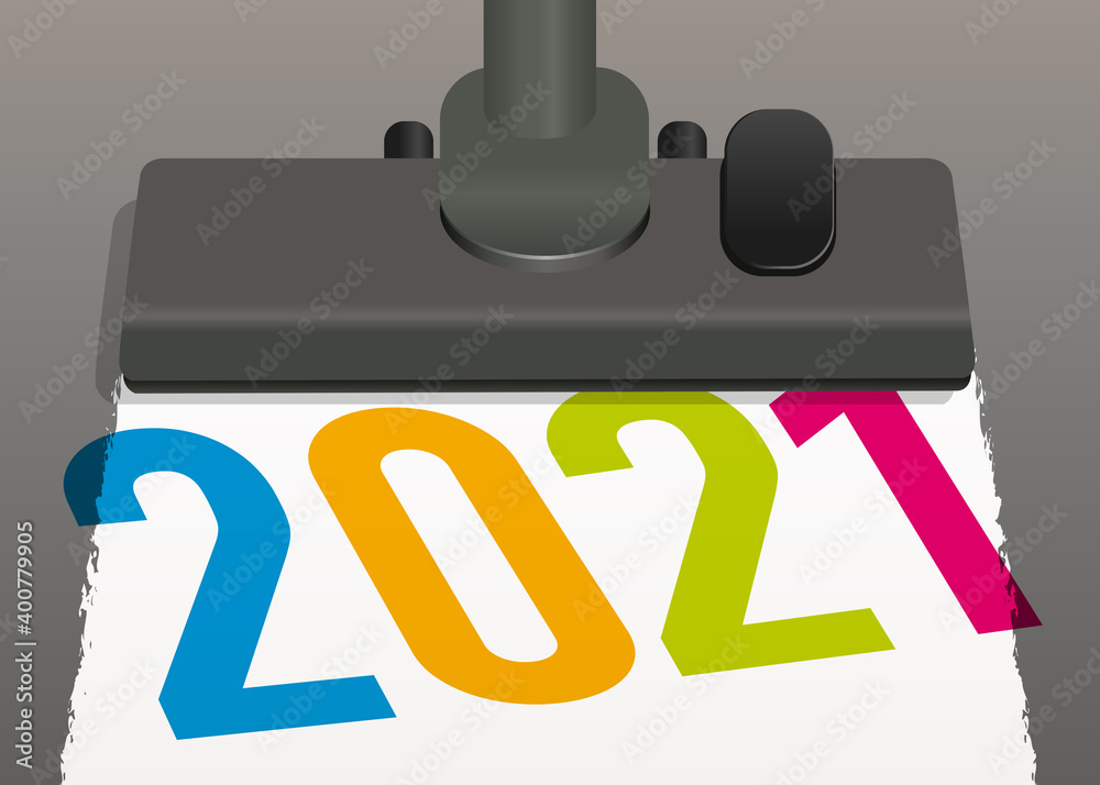 Carte de voeux 2021 avec un aspirateur qui fait apparaitre la nouvelle année en nettoyant la surface du sol. Carte de voeux 2021 avec un aspirateur qui fait apparaitre la nouvelle année en nettoyant la surface du sol.