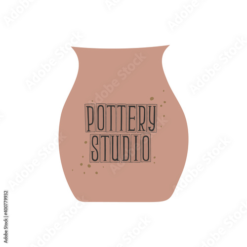 Ceramics, clay pot with lettering Pottery Studio
