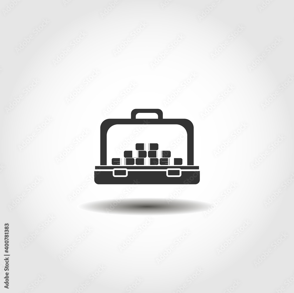 briefcase full of money isolated vector icon. briefcase with money business design element briefcase full of money isolated vector icon. briefcase with money business design element