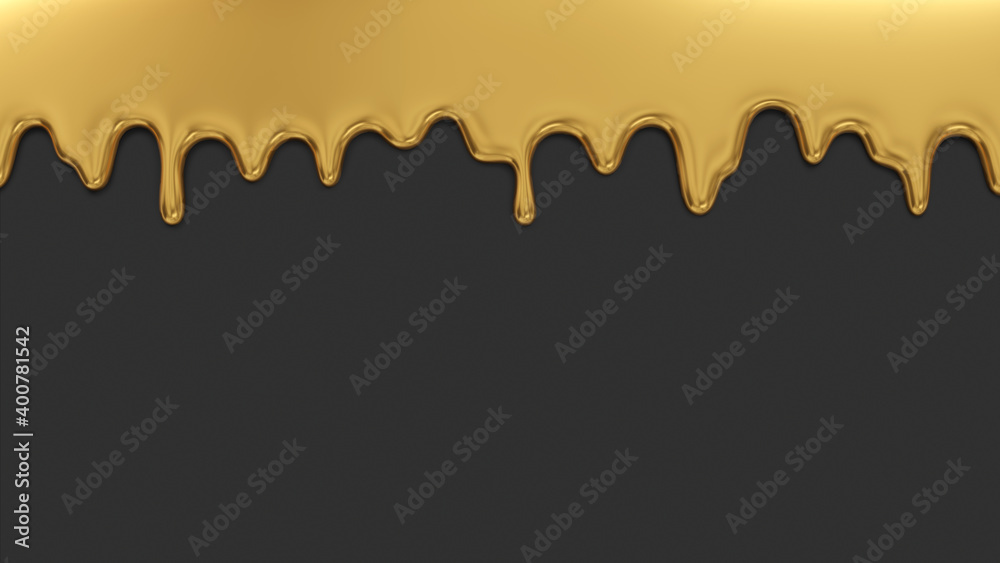 Melted gold flowing down on black background. 3D rendered image. Melted gold flowing down on black background. 3D rendered image.